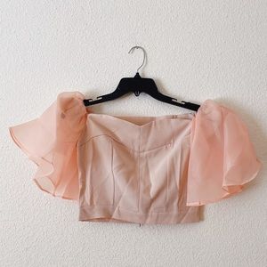 Puff sleeve sweetheart neckline crop top